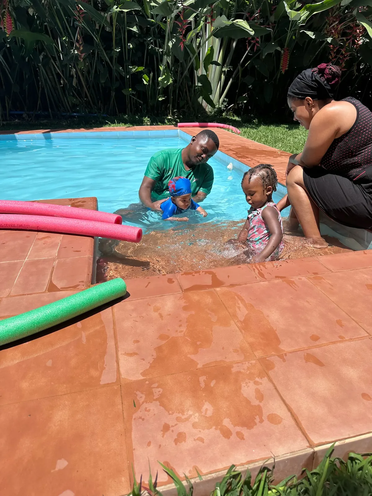Swimming lesson at The Little Nest pool, Arusha